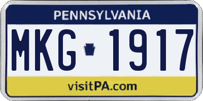 PA license plate MKG1917