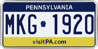PA license plate MKG1920