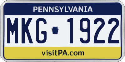 PA license plate MKG1922