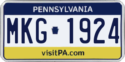 PA license plate MKG1924