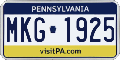 PA license plate MKG1925