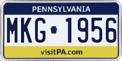 PA license plate MKG1956