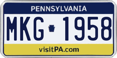 PA license plate MKG1958