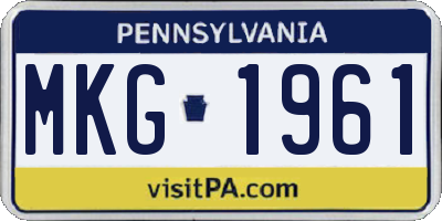 PA license plate MKG1961