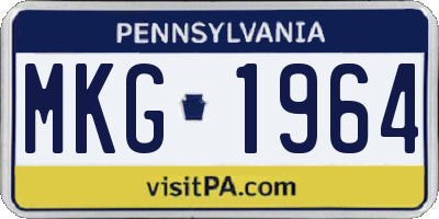 PA license plate MKG1964
