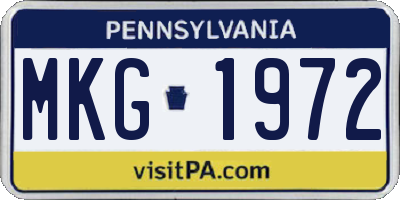 PA license plate MKG1972