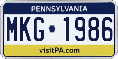 PA license plate MKG1986