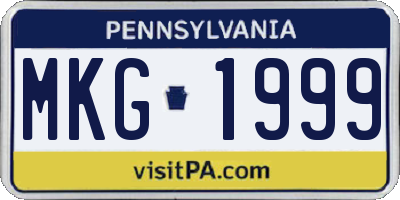 PA license plate MKG1999