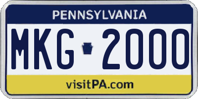 PA license plate MKG2000