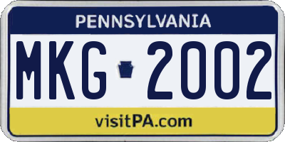 PA license plate MKG2002