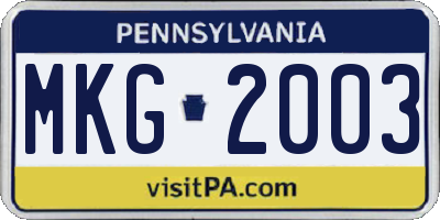 PA license plate MKG2003