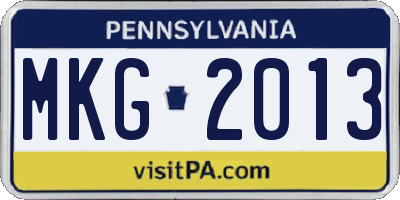 PA license plate MKG2013
