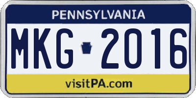 PA license plate MKG2016