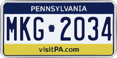 PA license plate MKG2034