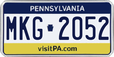PA license plate MKG2052