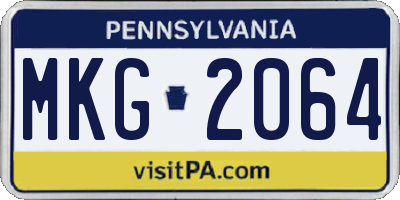 PA license plate MKG2064