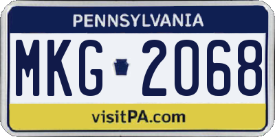 PA license plate MKG2068