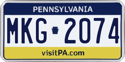 PA license plate MKG2074
