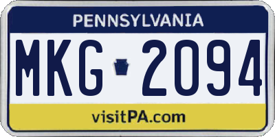 PA license plate MKG2094