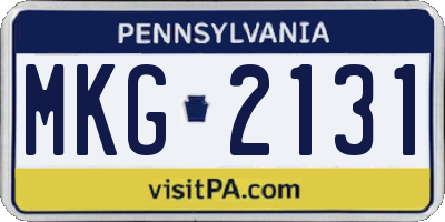 PA license plate MKG2131