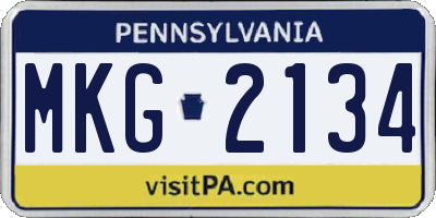 PA license plate MKG2134