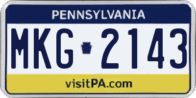 PA license plate MKG2143
