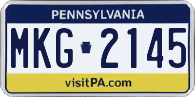 PA license plate MKG2145