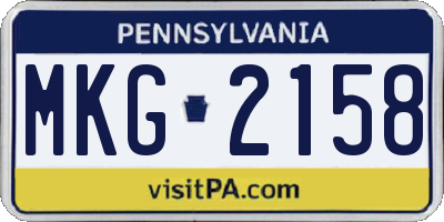 PA license plate MKG2158