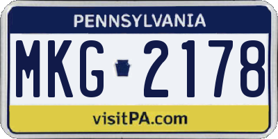 PA license plate MKG2178