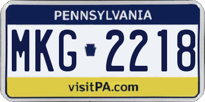 PA license plate MKG2218