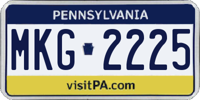PA license plate MKG2225