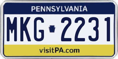 PA license plate MKG2231