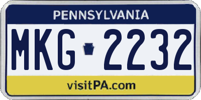 PA license plate MKG2232