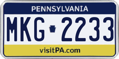 PA license plate MKG2233