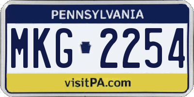 PA license plate MKG2254