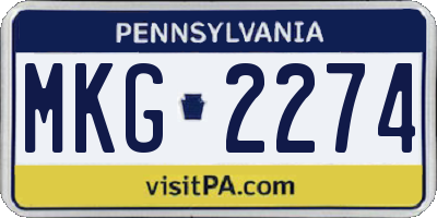 PA license plate MKG2274