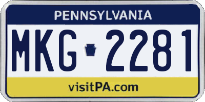 PA license plate MKG2281