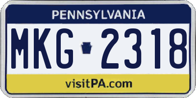 PA license plate MKG2318