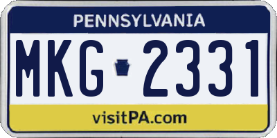 PA license plate MKG2331