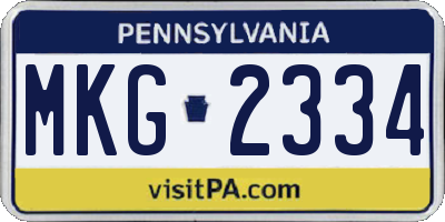 PA license plate MKG2334