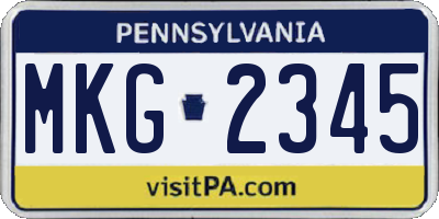 PA license plate MKG2345