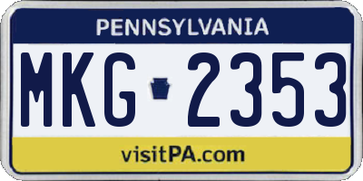 PA license plate MKG2353