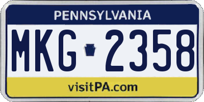 PA license plate MKG2358