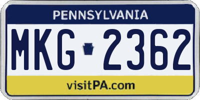 PA license plate MKG2362