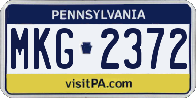 PA license plate MKG2372