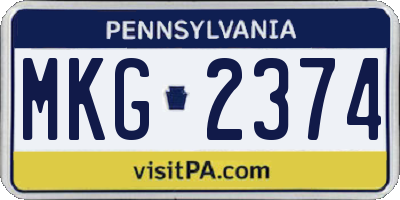 PA license plate MKG2374