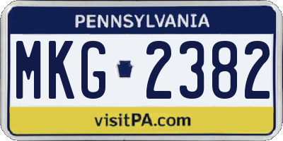 PA license plate MKG2382