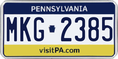 PA license plate MKG2385