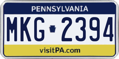 PA license plate MKG2394
