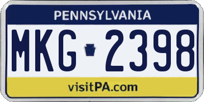 PA license plate MKG2398